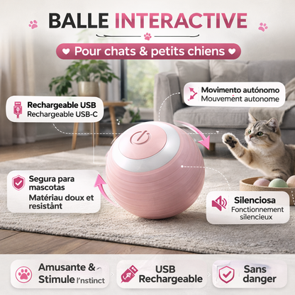 Balle Interactive intelligente - Jouet Automatique qui rend votre animal fou de joie